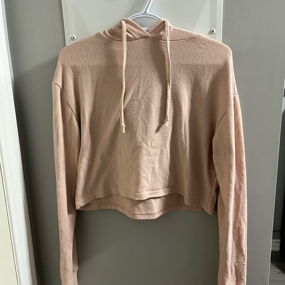 Blush Pink Long Sleeve Cropped Relaxed Hoodie - Picture 1 of 1